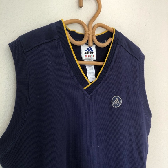 Adidas Golf Mens Sleeveless V-Neck Sweater size Medium M color Navy Blue - Picture 2 of 7